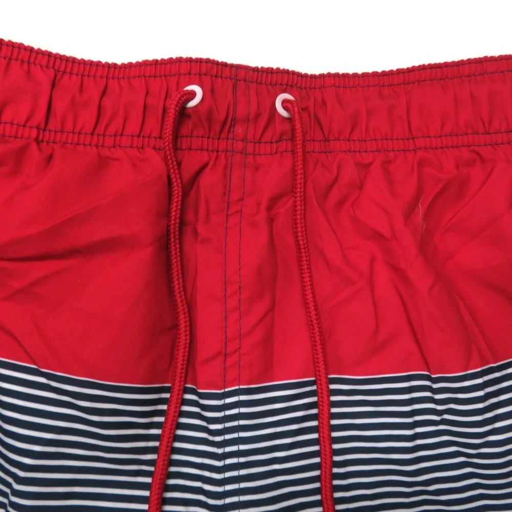 Jake Austin Swim Trunks‎ Shorts Mens Large Lined Striped Colorblock Red Gray
